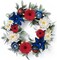 Patriotic Wreath for Front Door with Lights,20'' Red White Blue 4th of July Wreath for Memorial Day Decorations,Floral with Ball Ornament for Independence Day Americana Decor